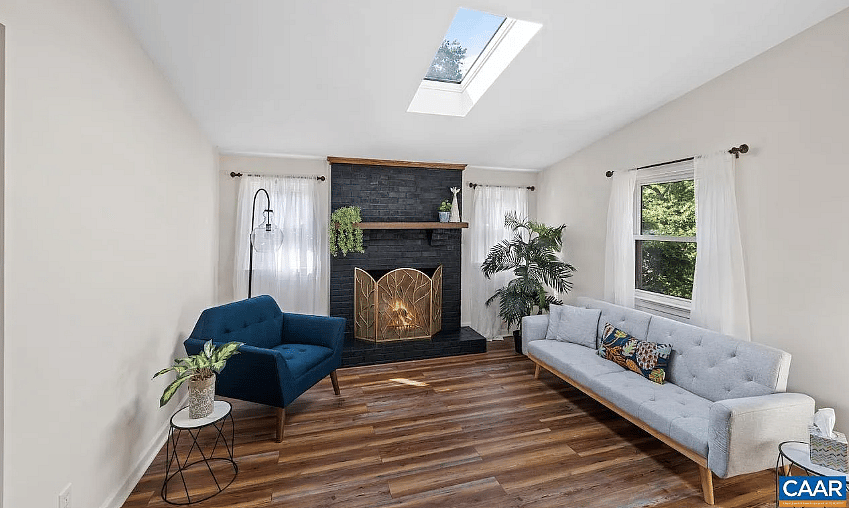 living room with fire place