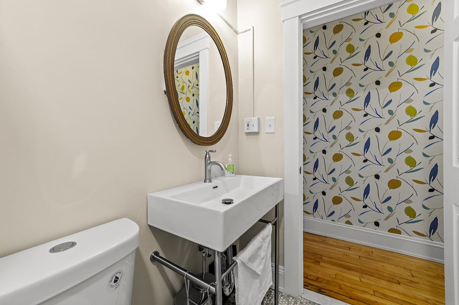 Space saver console sink and dual flush water saver toilet