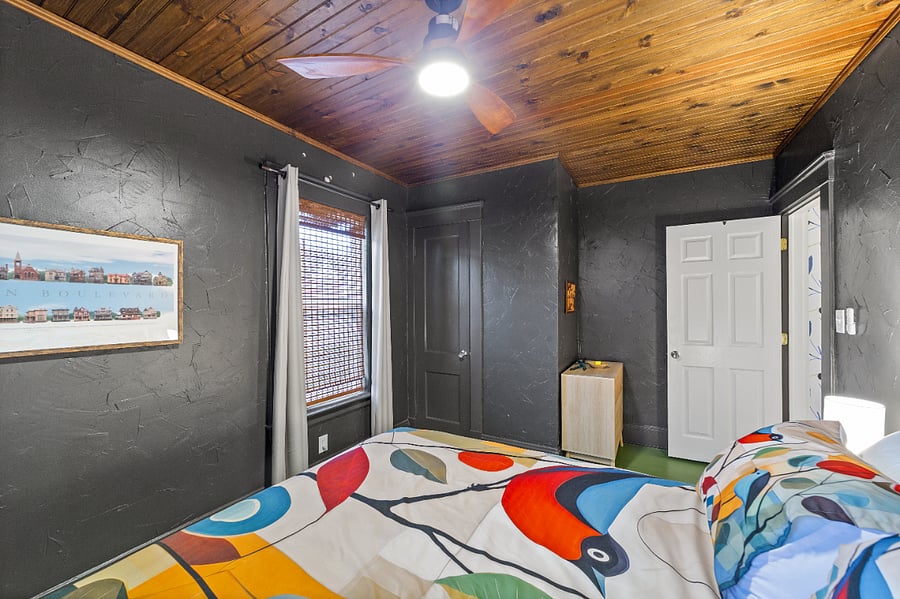 Small walk-in closet with automatic lighting