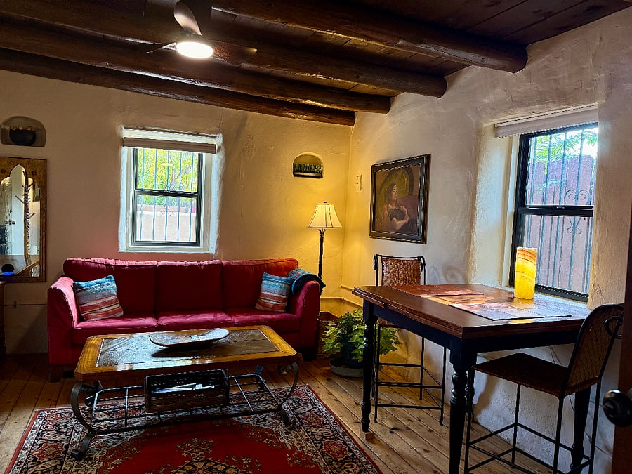 Beautiful antique rugs and owner's private collection of fine art grace the walls throughout the house.