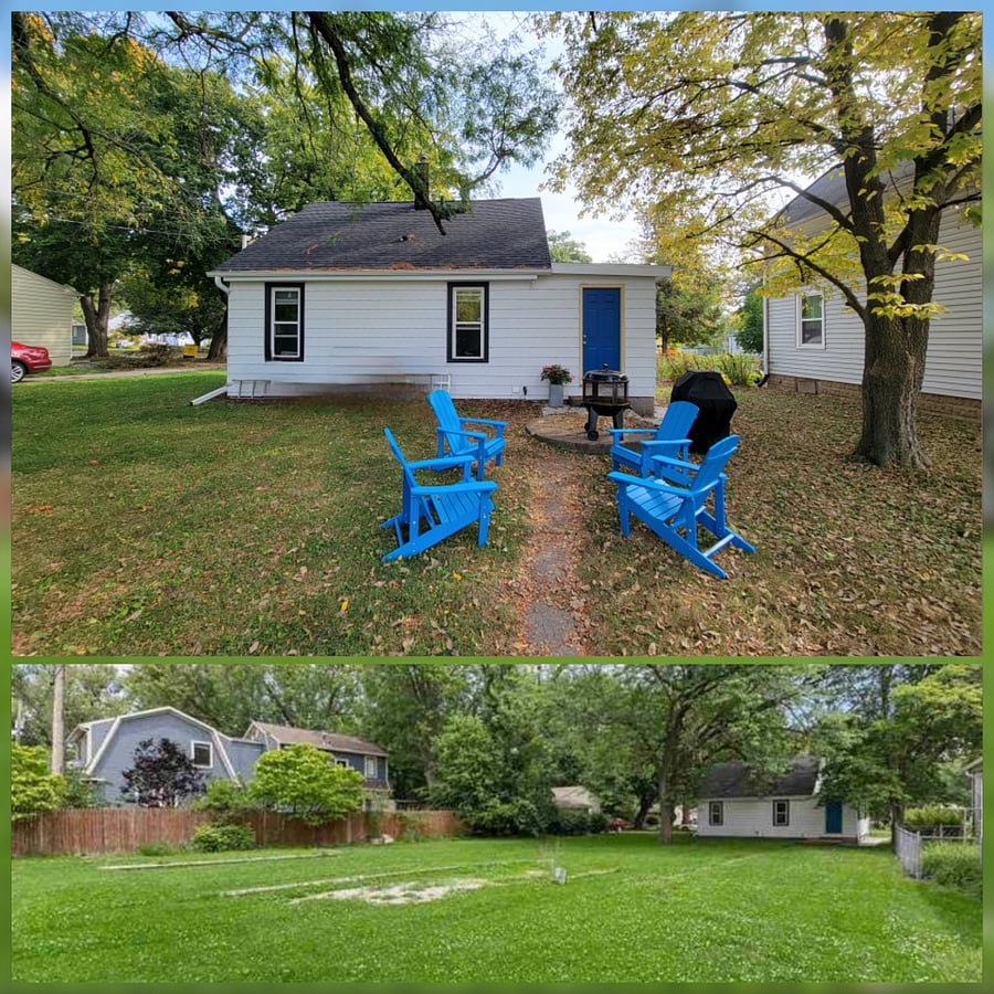 Backyard, fire pit and Weber Grill