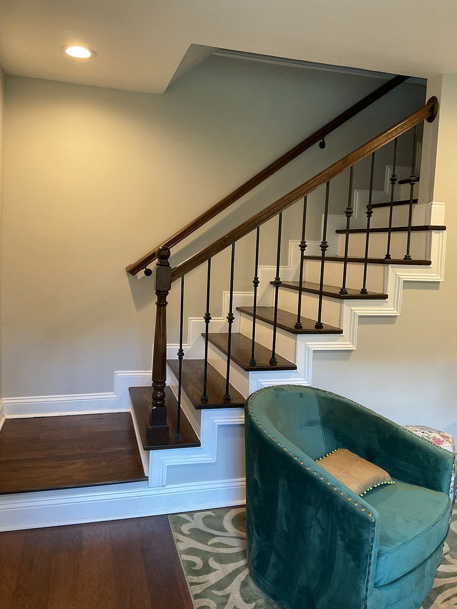 Stairs from main floor to downstairs bedroom