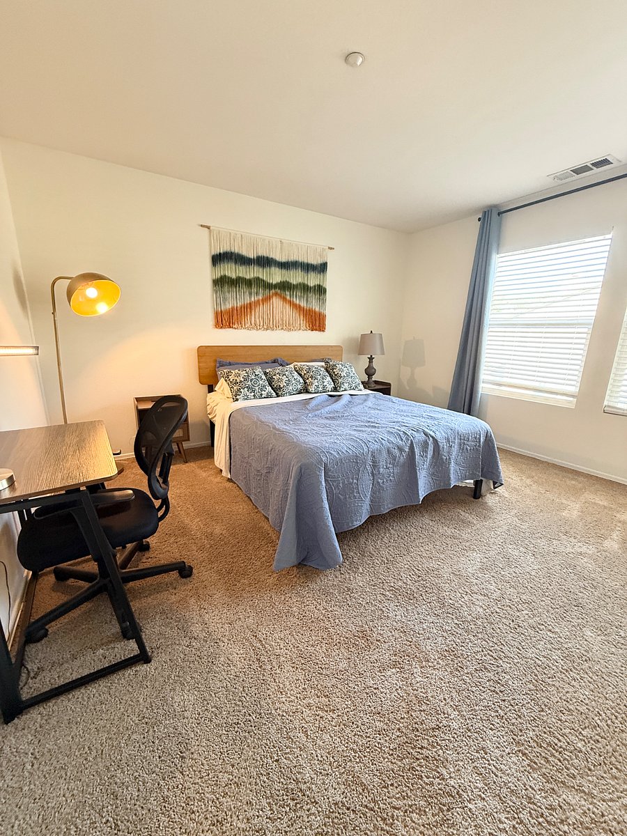 Primary bedroom with queen bed