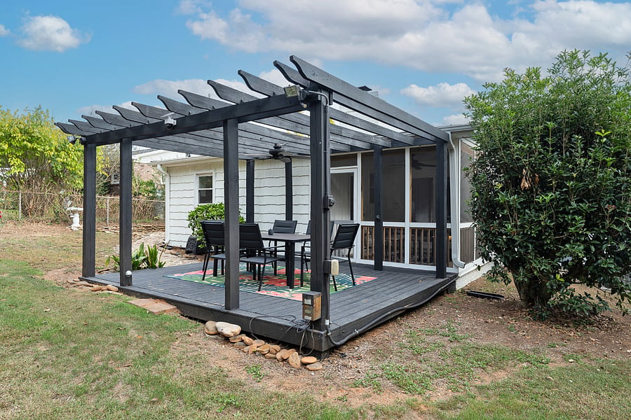 Outdoor table with seating for six
