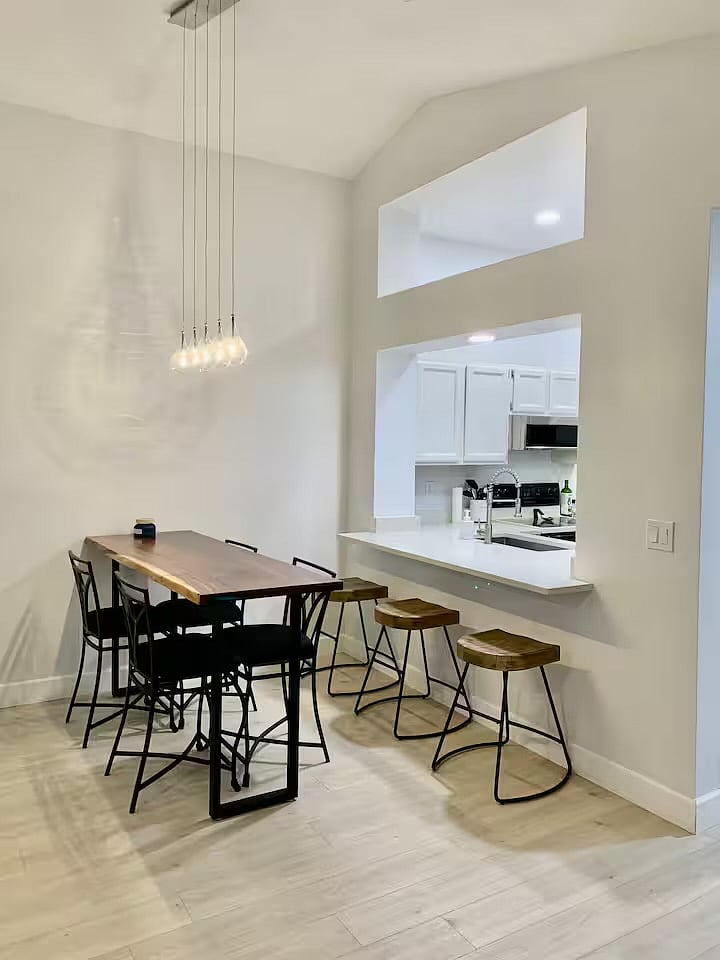 Counter height table and seating area