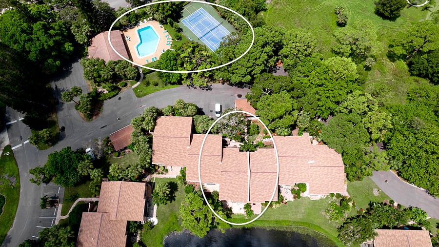 The villa is just across the road from the community pool, club house and courts.