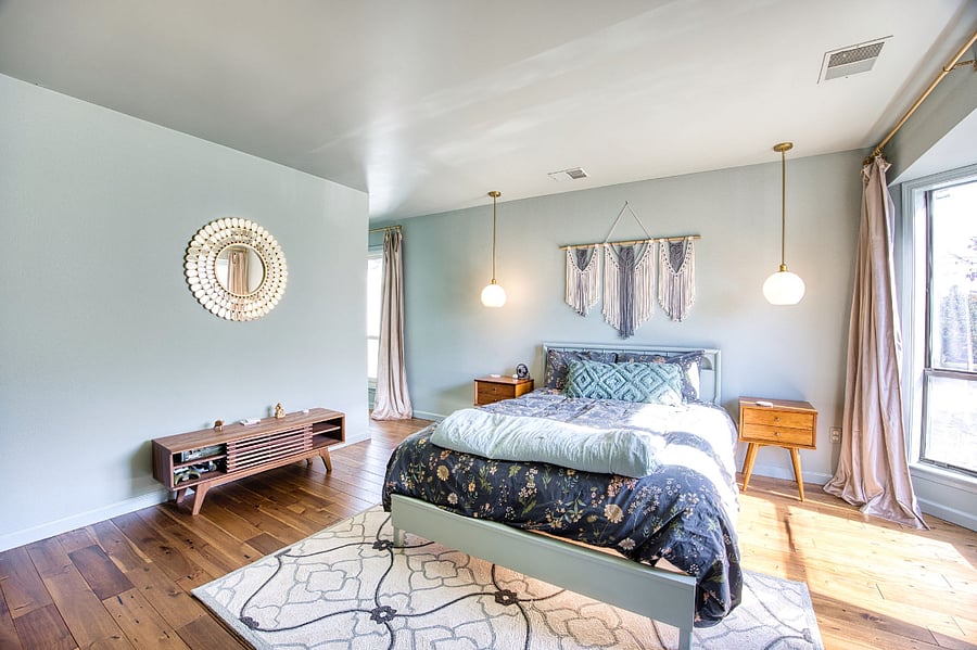 Spacious Master bedroom.  The closet and Master bath are off to the left