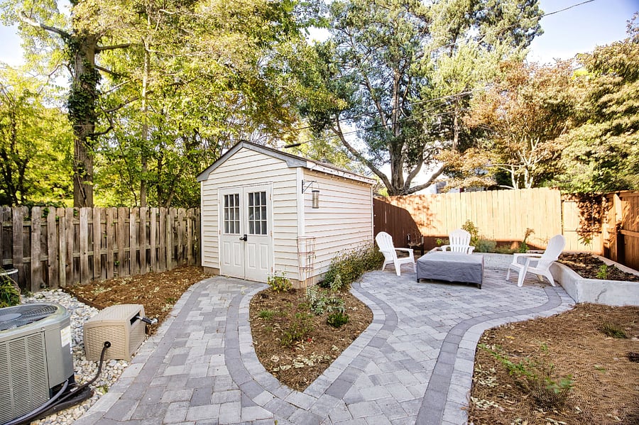 Fenced in backyard with lots of privacy.