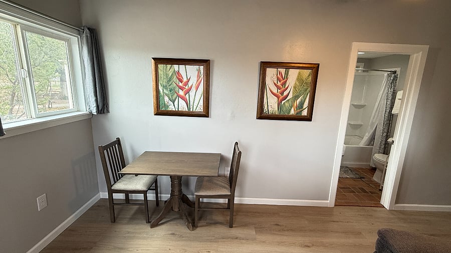 Perfect for morning coffee or winding down with dinner after a long day.