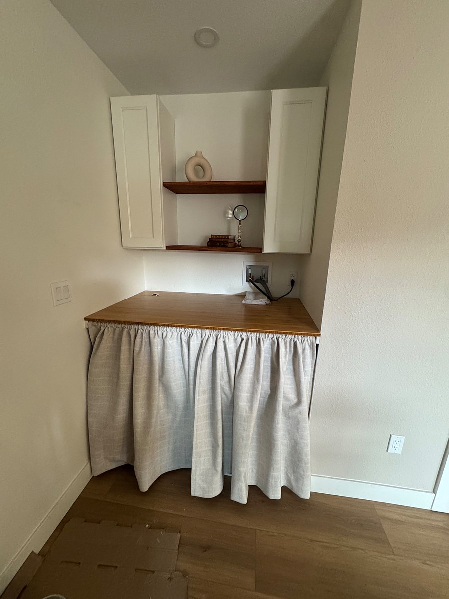 Washer and dryer in unit under the curtain :)