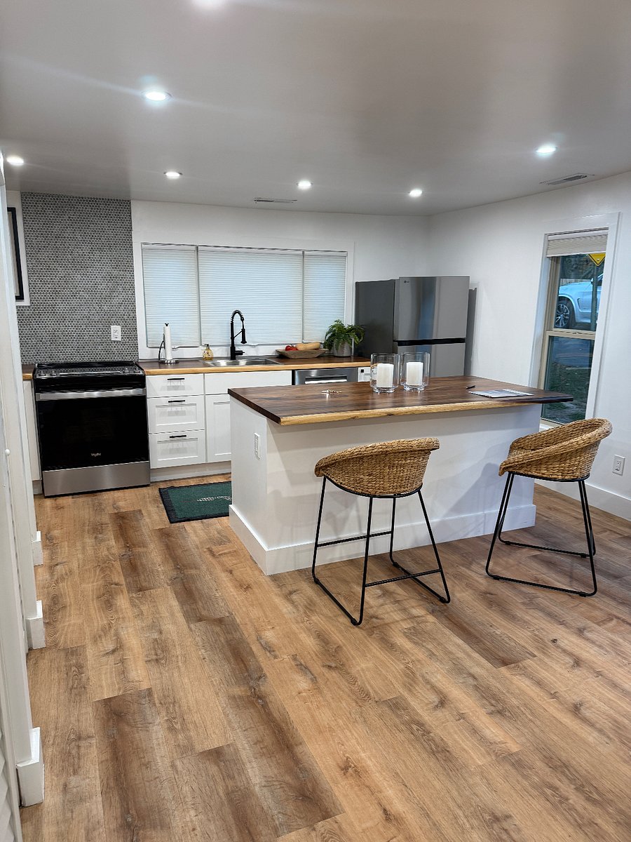 View of kitchen with island