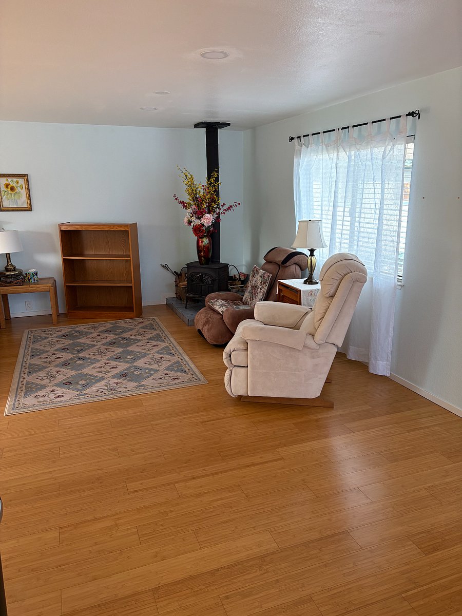 Wood burning stove and chairs