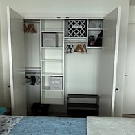 Closet with organizer.