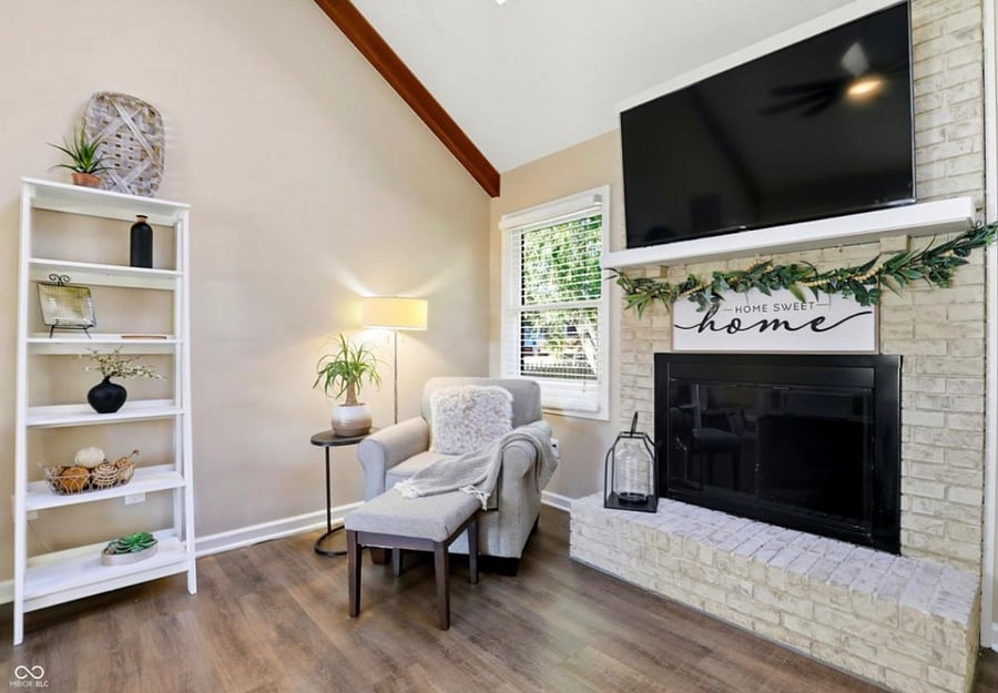 Wood burning fireplace. 