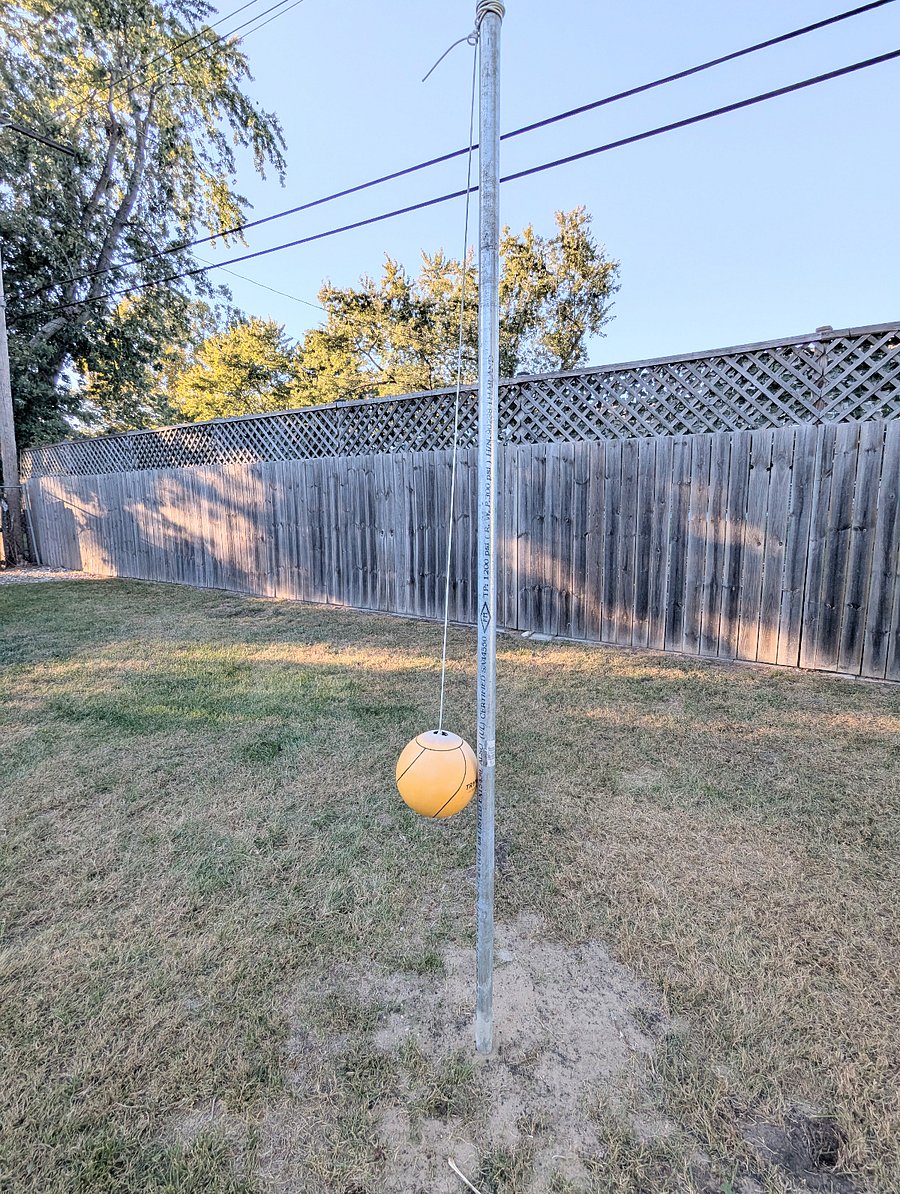 Outdoor tetherball for kids and adults to enjoy.
