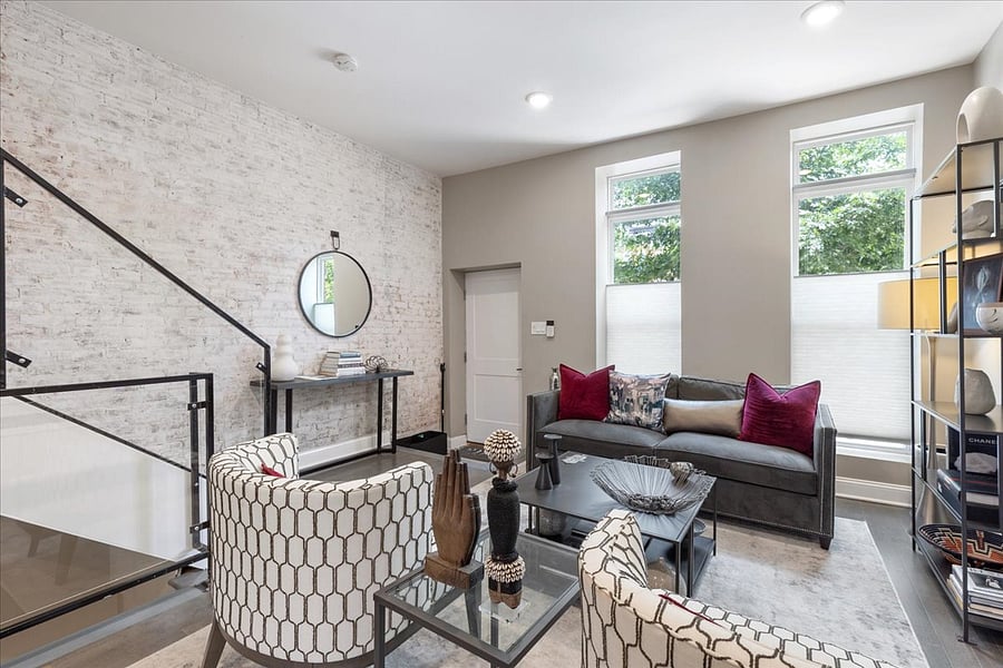 Exposed brick walls and gorgeous flooring