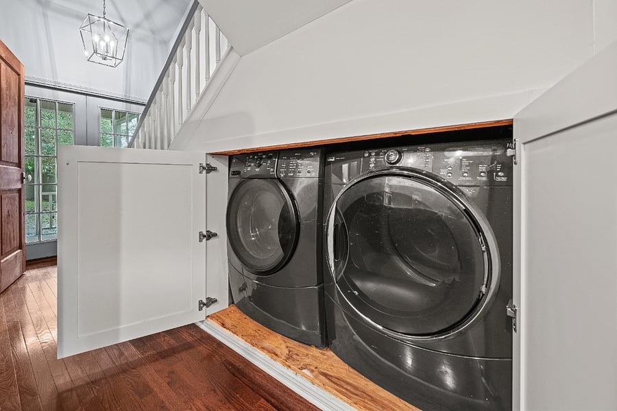 Washer in dryer, off kitchen