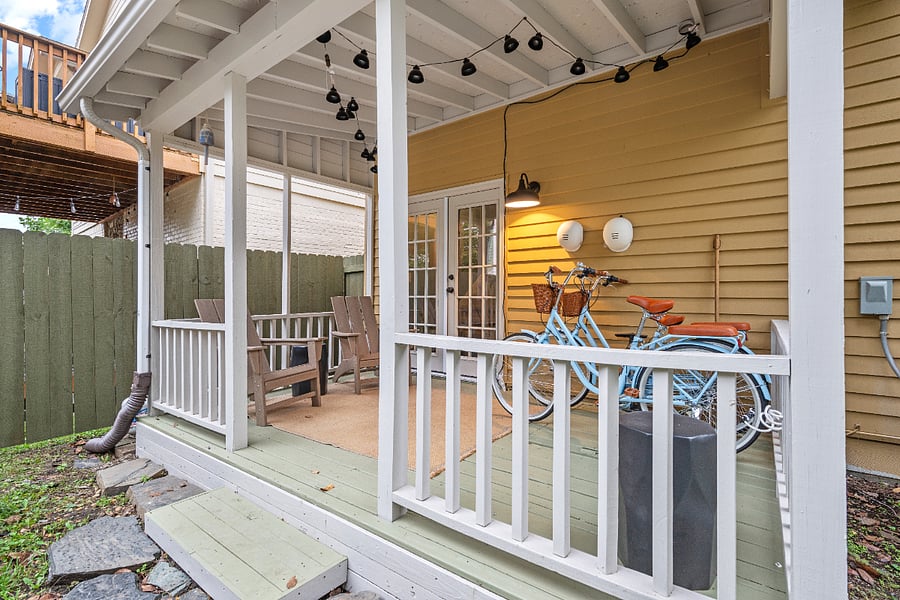 Back porch with usable bikes