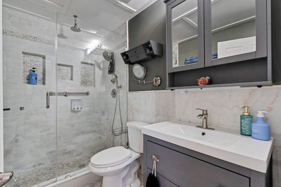 Master Bath. 3 shower heads, heated floor. Heated towel rack