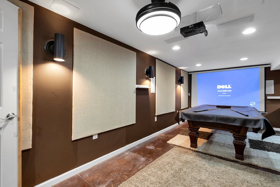 Motorized projector screen with overhead projection