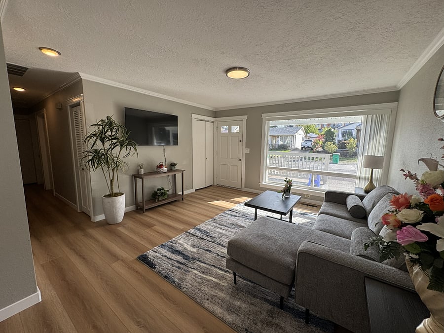 living room and hall way from dining table