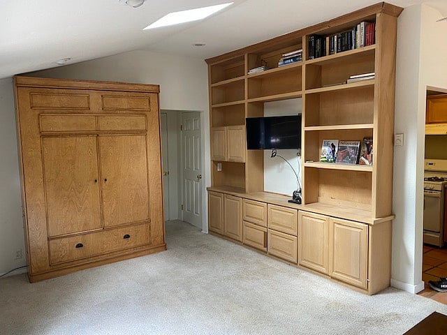 Main living area including Murphy bed, TV and entertainment area