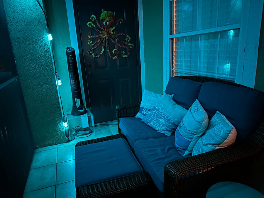 Porch LED lights can change to dozens of different colors.