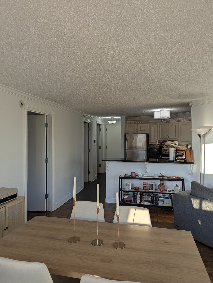 dining table and kitchen