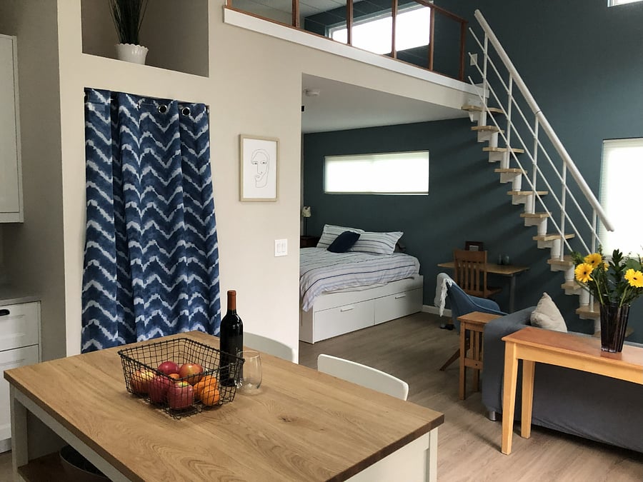 Stairs to loft space.