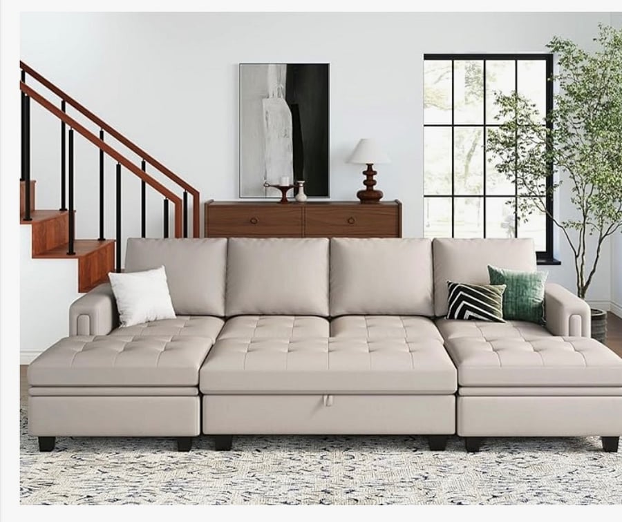 Belfin Modular - Buttery soft! This model shown expands from pictured loveseat to full size sofa with stowed bedding for guests visits.