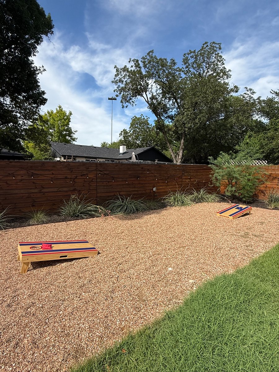 Huge backyard with yard games