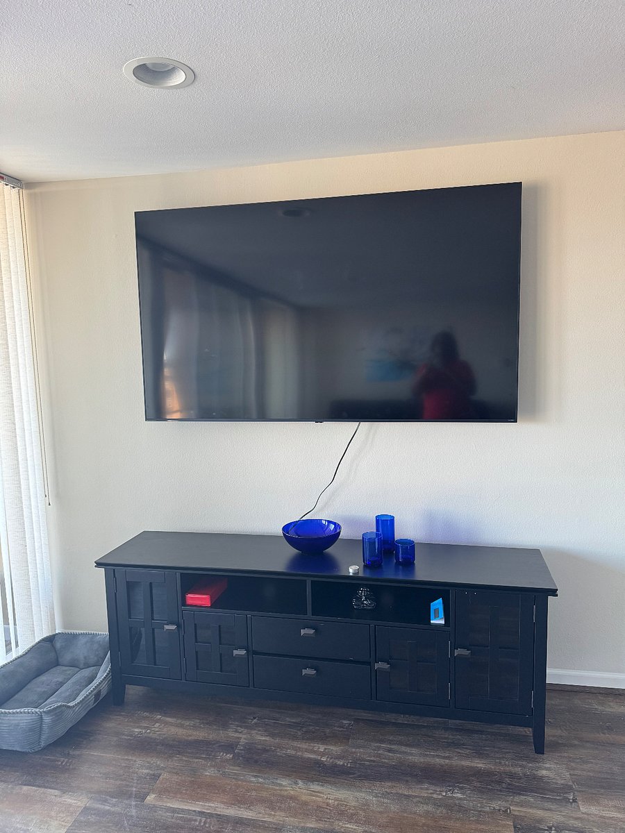 Mounted smart TV in living room