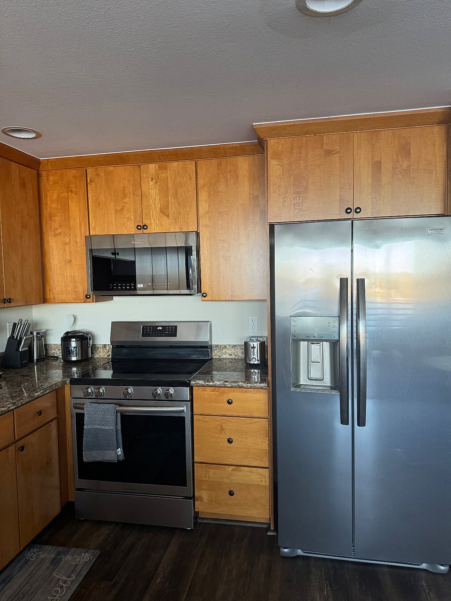 Stainless steel appliances in kitchen