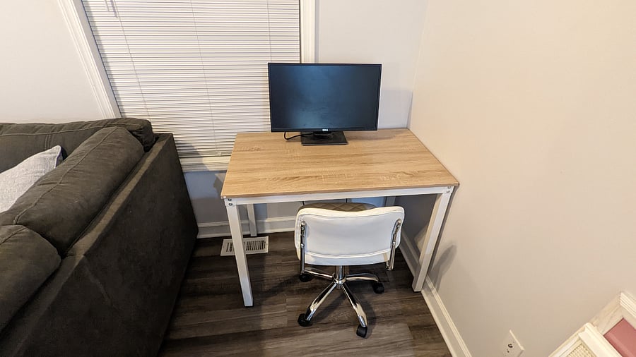 Work station in living room space