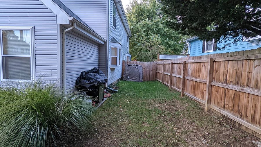 Private fenced in backyard