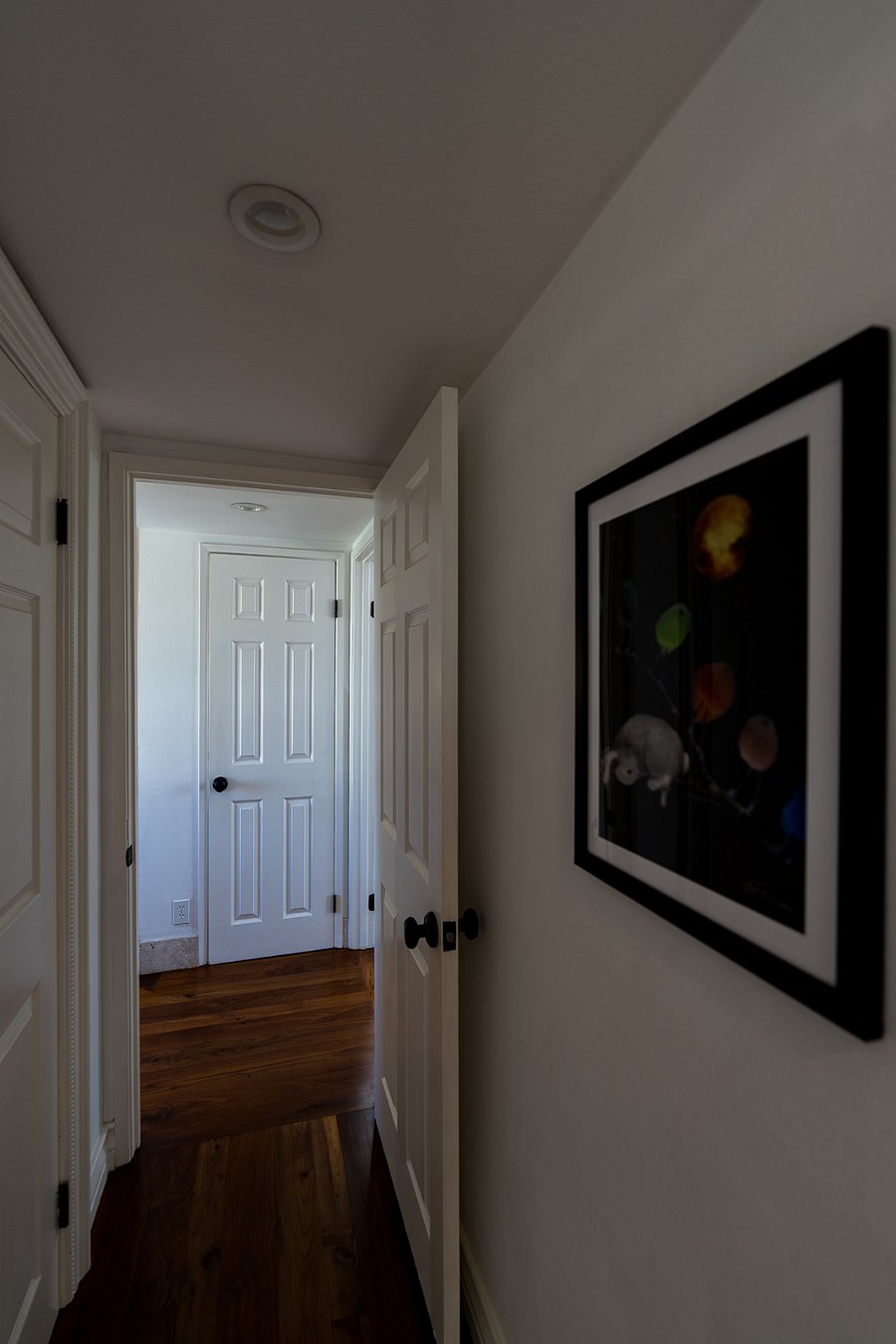 Primary suite hallway. The guest bedroom is through the door on the right