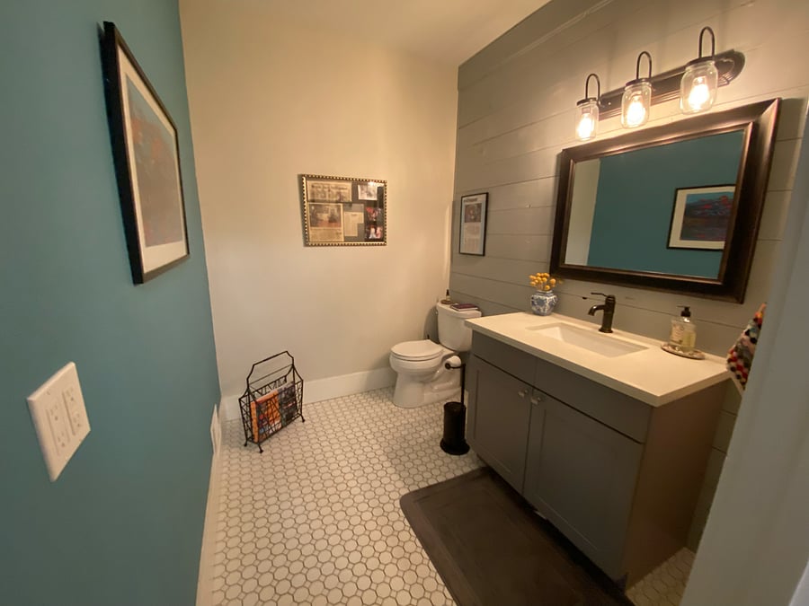 Main floor powder room, adjoins the main floor office
