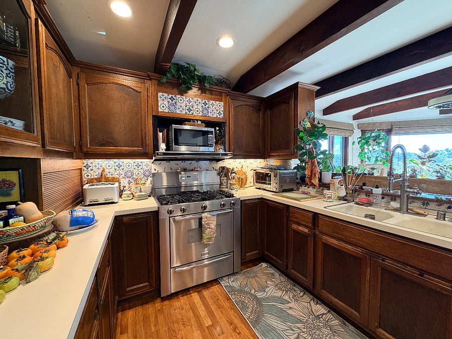 Kitchen closeup with window views