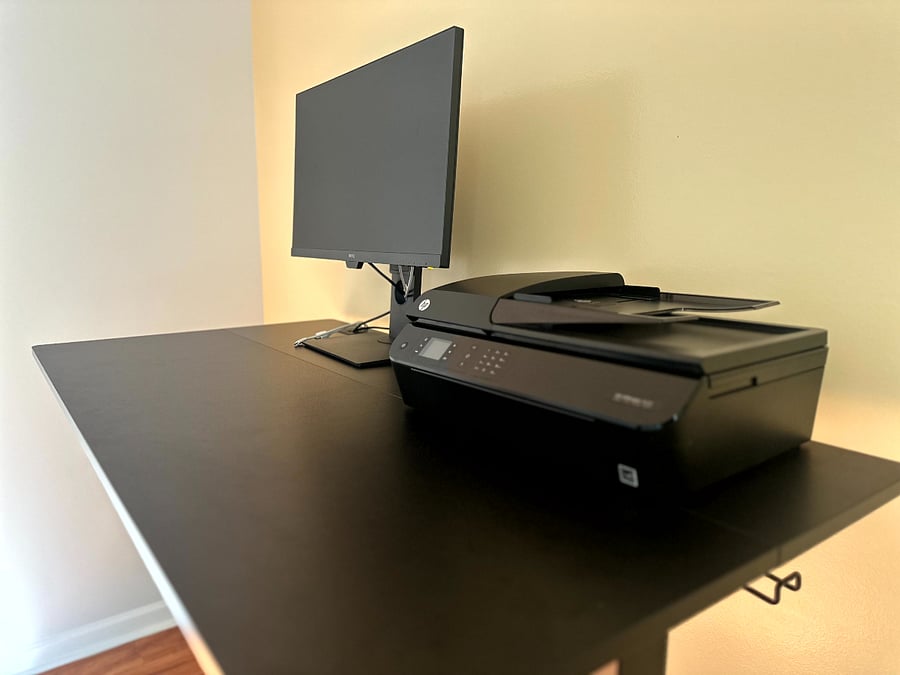 Boost productivity with a monitor and handy printerideal for last-minute tasks or extending your screen. This adaptable co-working space fits your needsperfectly.