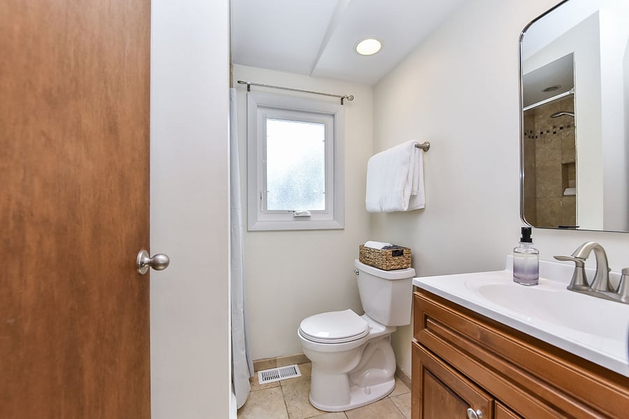 This bathroom, features walk-in shower, fully stocked with fresh towels, shampoo, body wash, and conditioner for guest convenience.  