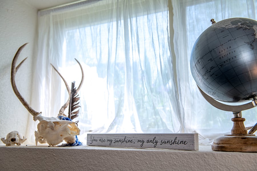 "You Are My Sunshine, My Only Sunshine" in larger well-lit southwest bedroom.