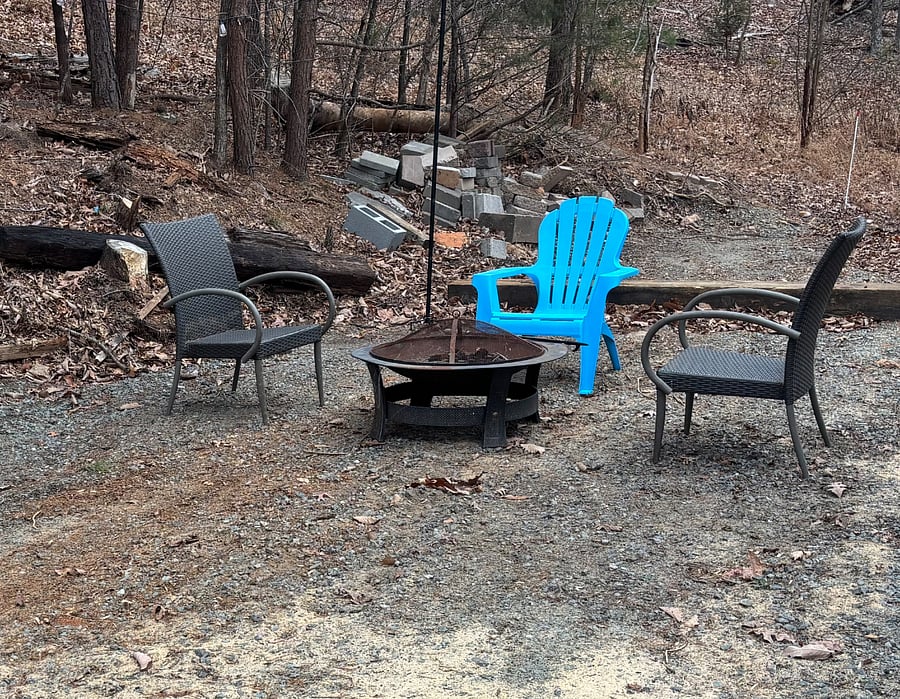 Fire Pitt 2 with bistro table and seating - beautiful sunset view.

Working outhouse with plumbing (toilet/sink) and electric (not available for use in winter months). 