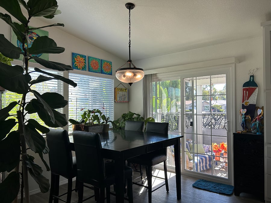 Dining Area and Sliding Glass Door to Side Patio.