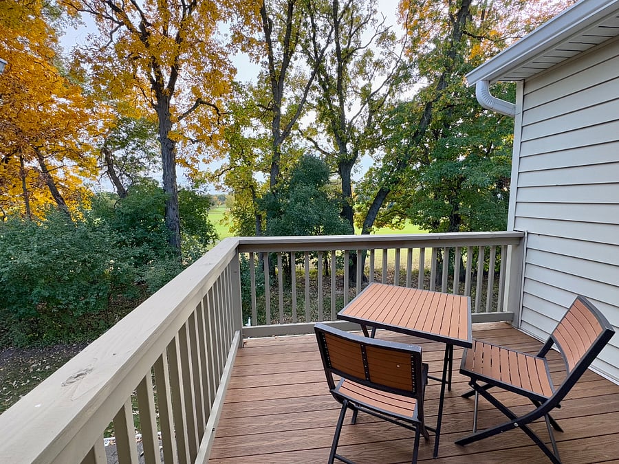Private balcony with great views off of the family room.