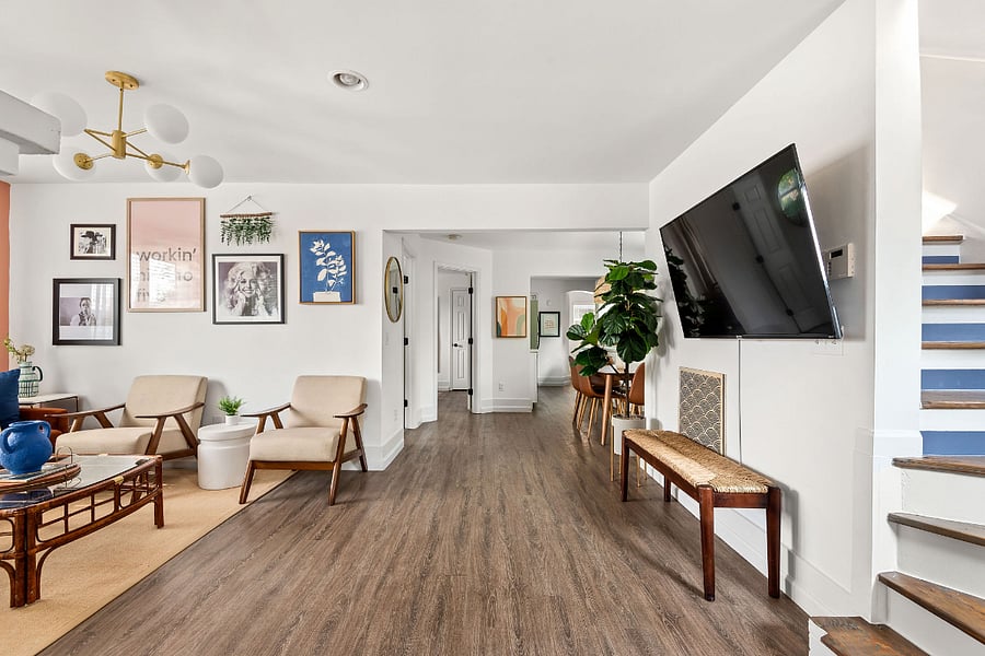 60" Smart TV provided will accessibility to all of your favorite streaming services!