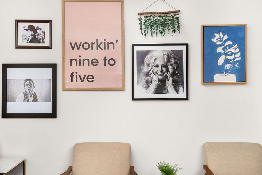 Collection of prints and photographs that set the stage (no pun intended) for the rest of the home