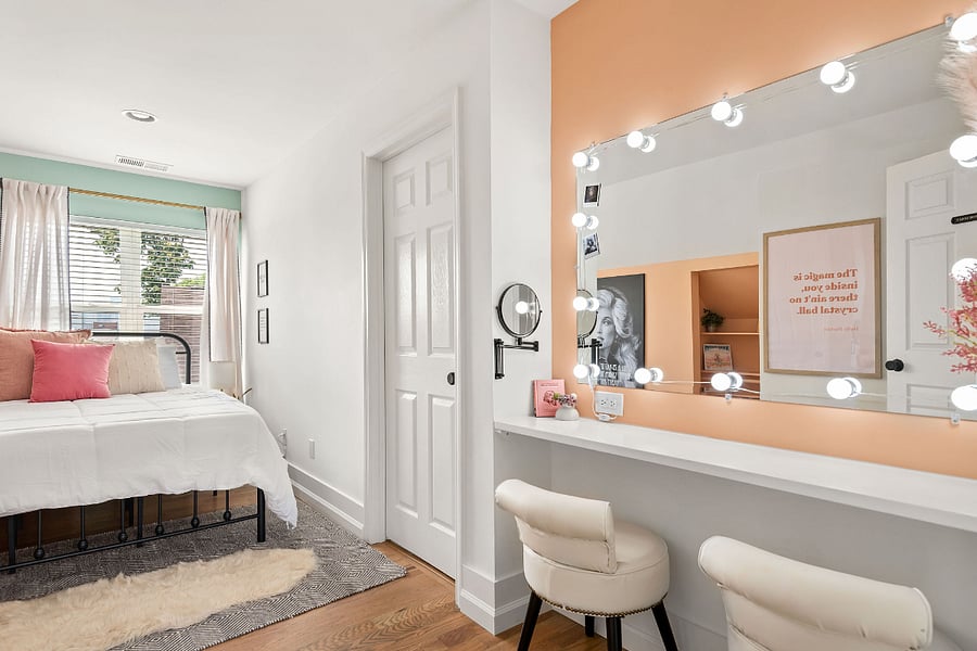 This Dolly dressing room inspired makeup vanity is the perfect spot to get ready for a night on the town!