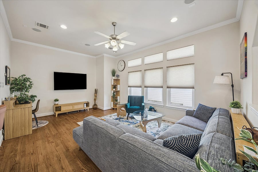 Relax and watch a show on the 65 inch Roku TV or read a book from the library. This place is made for comfort.