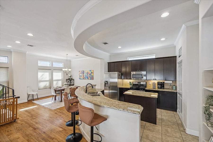 View of the spacious kitchen bar - perfect for entertaining.