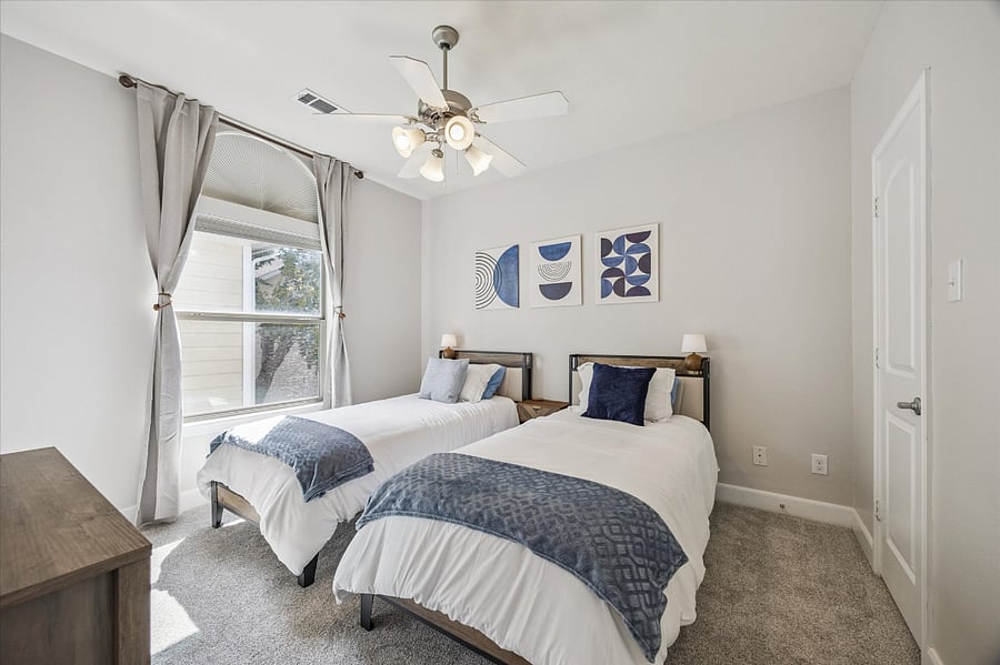 Second bedroom on 3rd floor. 2 Twin XL beds can easily attach to form king bed.